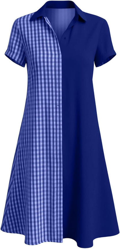 Robe Midi Femme en tissu léger, col V, coupe fluide – Menvelo