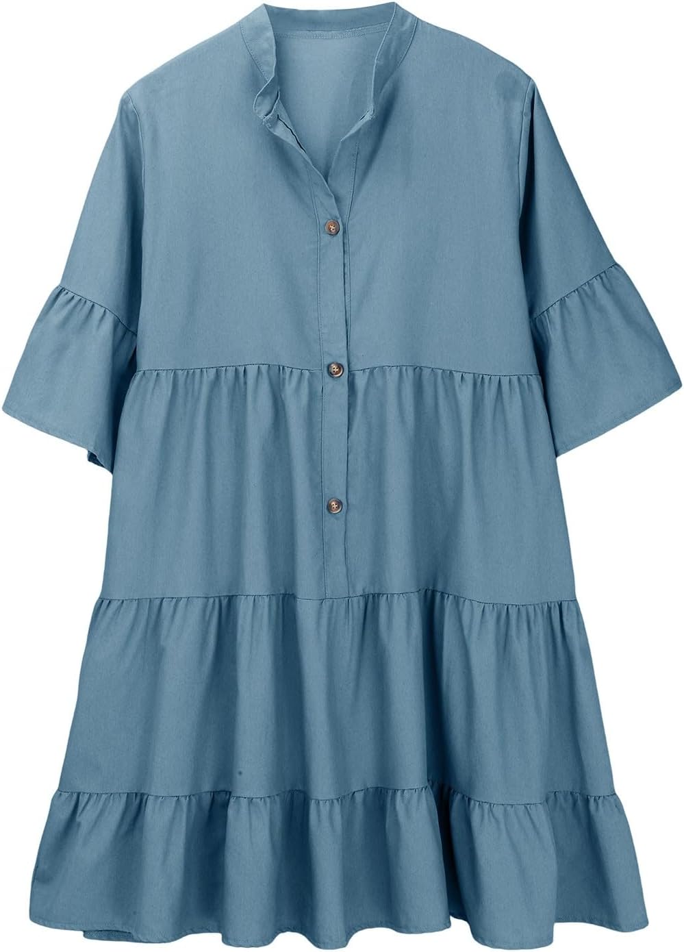 Robe Mini Femme en tissu léger, col V, coupe fluide – Menvelo