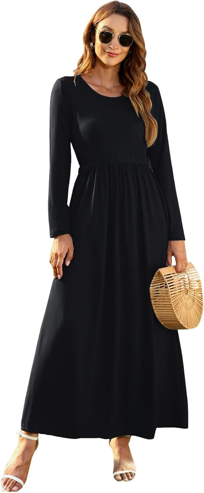 Laura Robe Maxi Ample – Robe Longue Casual Taille Loose avec Poches Femme