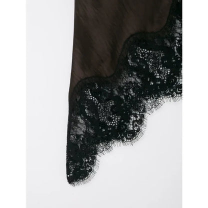 Robe Femme Asymétrique Dentelle et Satin – Design Élégant Mixte