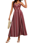 Robe Longue Femme Smockée – Bretelles Fines & Double Fente Cuisse