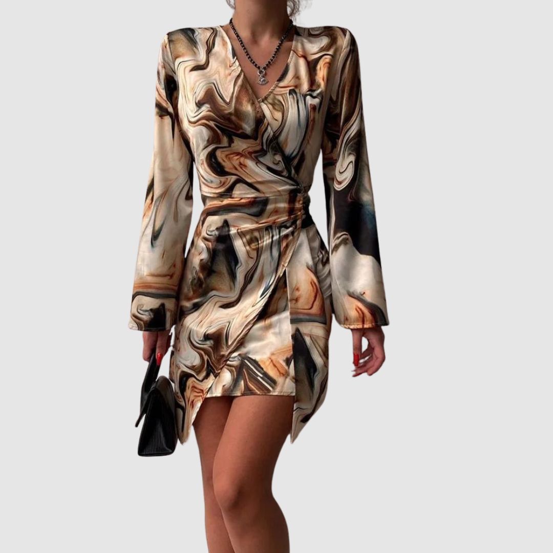Robe Midi Femme en tissu léger, manches longues, coupe confortable – Menvelo
