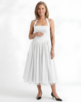 Robe Midi Femme Trapèze Dos Nu – Bustier Ajusté Coupe Évasée