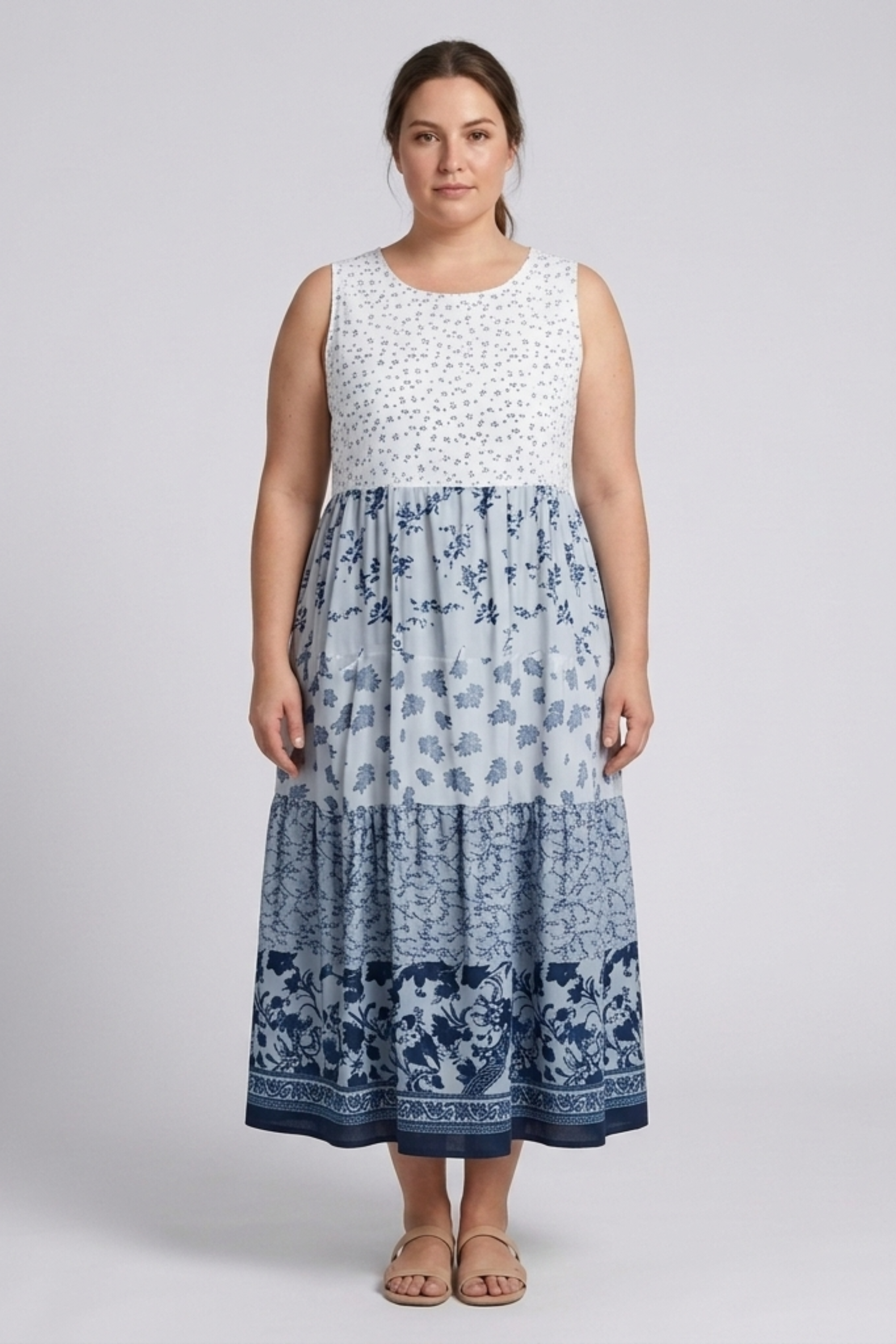 Robe Femme Longue Imprimée Fleurie – Coupe Ample Sans Manches