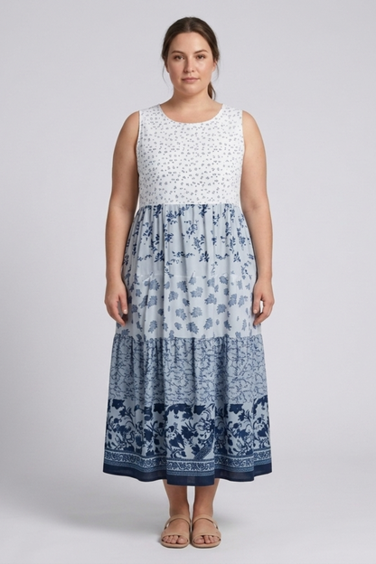 Robe Femme Longue Imprimée Fleurie – Coupe Ample Sans Manches