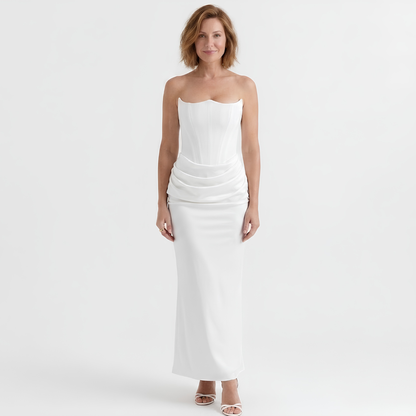 Robe Longue Femme Bustier Moulante – Fronces Structurées