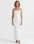 Robe Longue Femme Bustier Moulante – Fronces Structurées