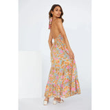 Robe Femme Maxi à Imprimé Halter – Lacets & Dos Nu Vacances