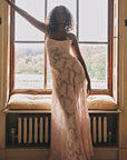 Robe longue à fines bretelles femme – coupe ajustée ourlet évasé