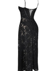 Robe longue à fines bretelles femme – coupe ajustée ourlet évasé