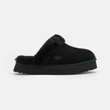 UGG Disquette Black – Mules Plateforme Femme en Daim et Peau de Mouton