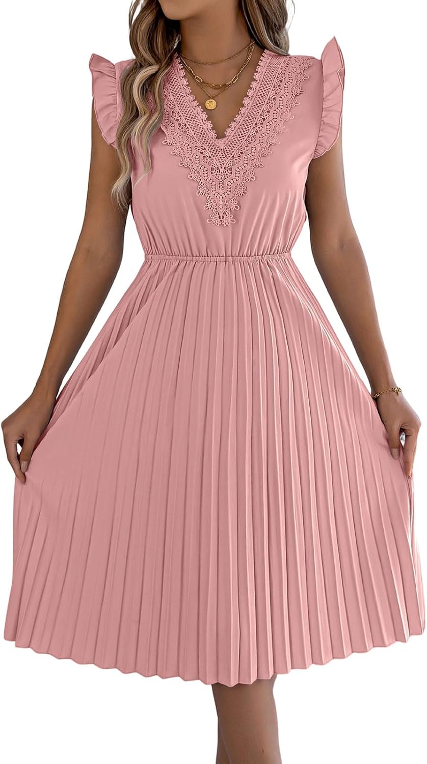Robe Midi Femme en tissu léger, dos nu, coupe fluide – Menvelo