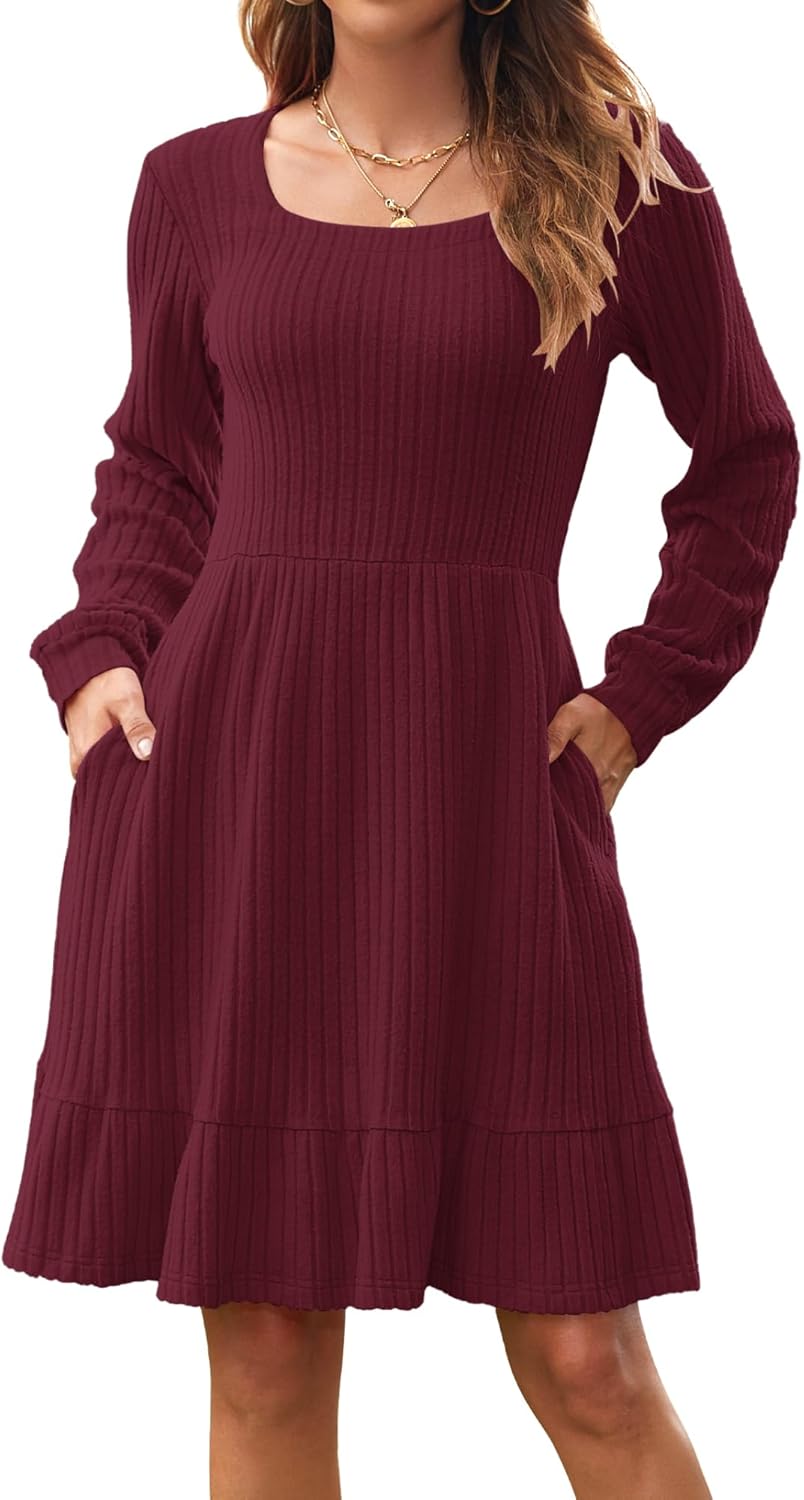 Robe Pull Femme en maille, manches longues, coupe fluide – Menvelo
