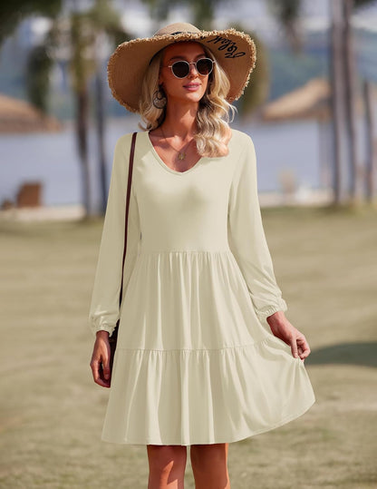 Robe Midi Femme en stretch, col V, coupe fluide – Menvelo