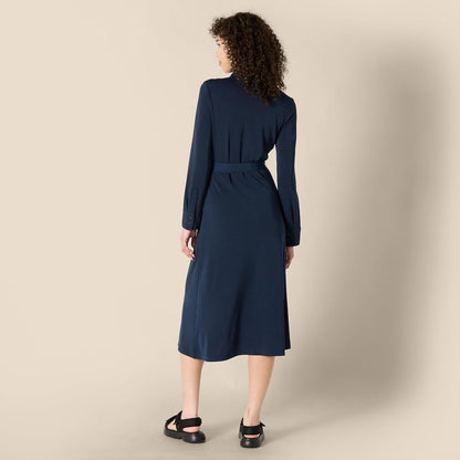 Robe Midi Femme en tissu léger, ceinturée, coupe moulante – Menvelo