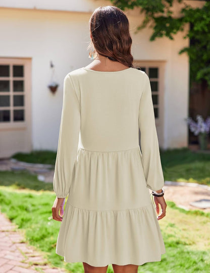 Robe Midi Femme en stretch, col V, coupe fluide – Menvelo
