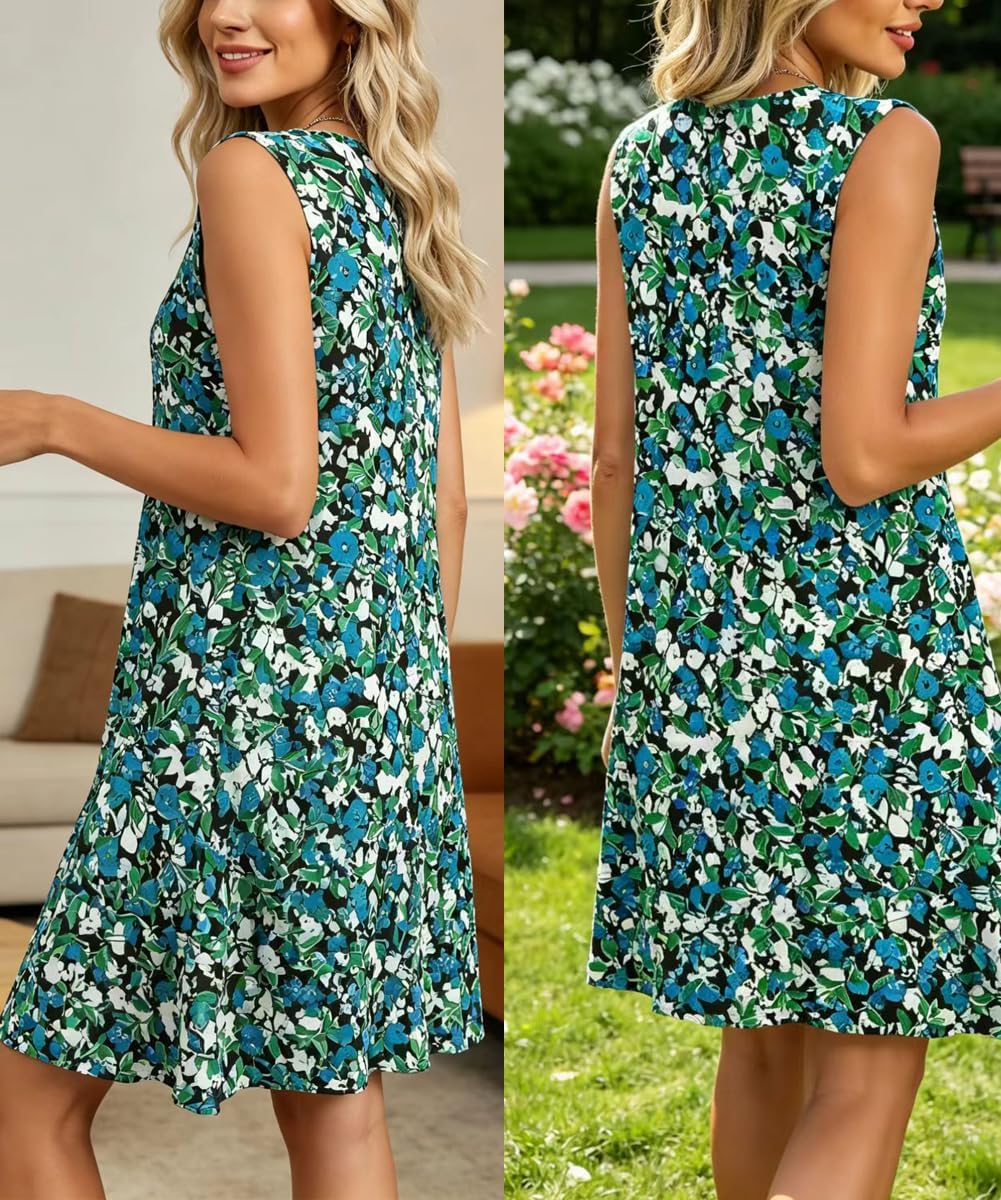 Robe Midi Femme en tissu léger, col rond, coupe fluide – Menvelo