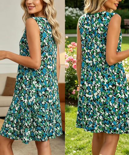 Robe Midi Femme en tissu léger, col rond, coupe fluide – Menvelo
