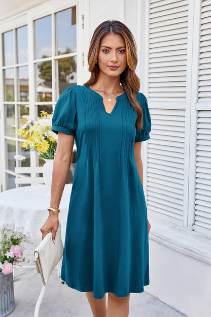 Robe Midi Femme en coton, avec poches, coupe fluide – Menvelo