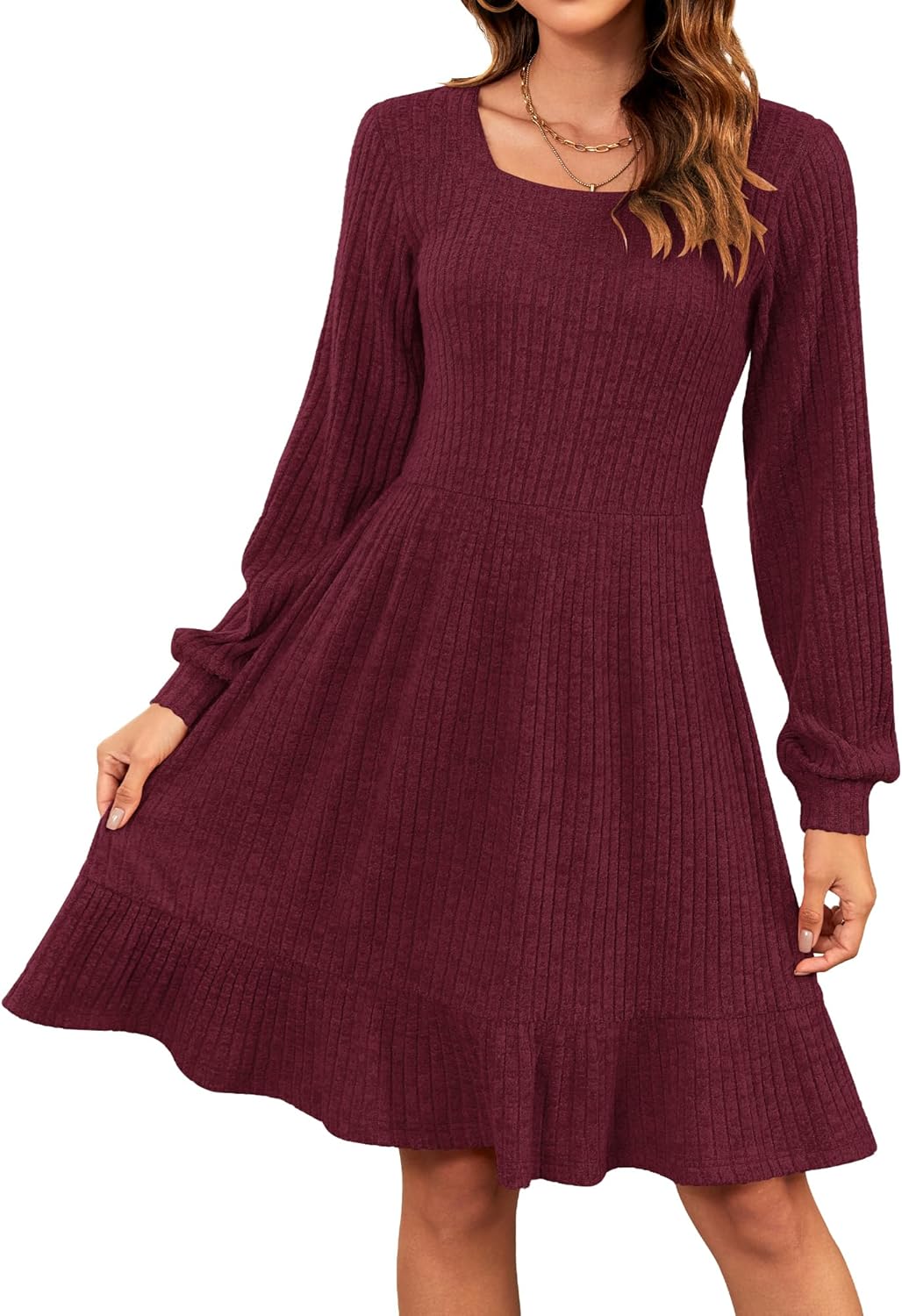 Robe Pull Femme en maille, manches longues, coupe fluide – Menvelo
