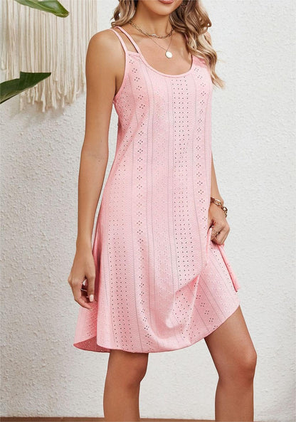 Lina Robe Été Femme – Robe Bretelles Fines Col Rond A-Line Légère Midi