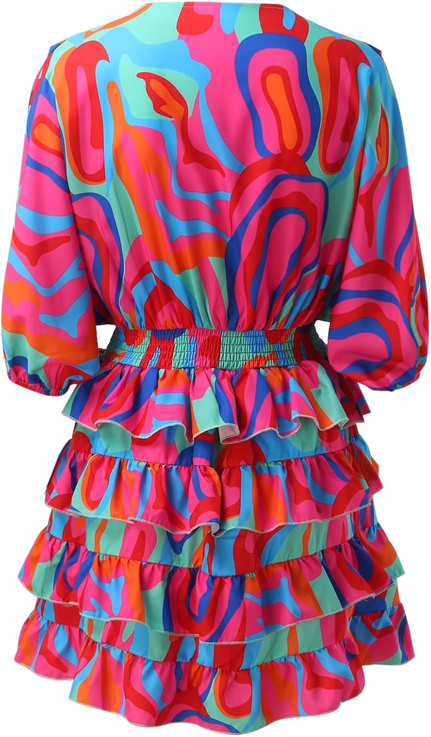 Robe Mini Femme en stretch, col V, coupe fluide – Menvelo