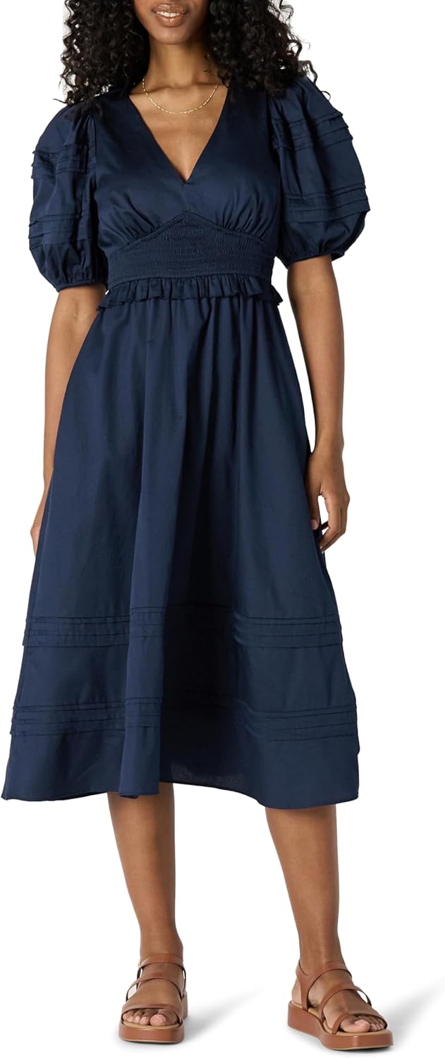 Robe Midi Femme en satin, col V, coupe confortable – Menvelo