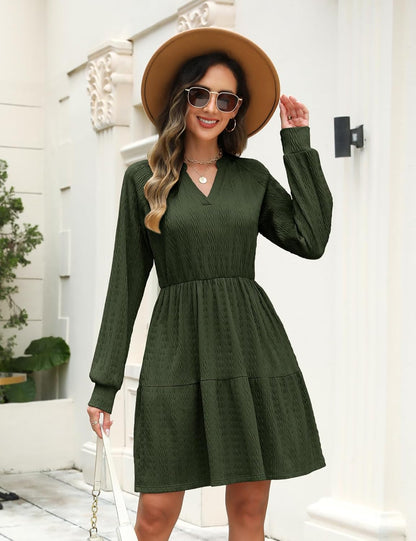 Robe Pull Femme en maille, col V, coupe fluide – Menvelo