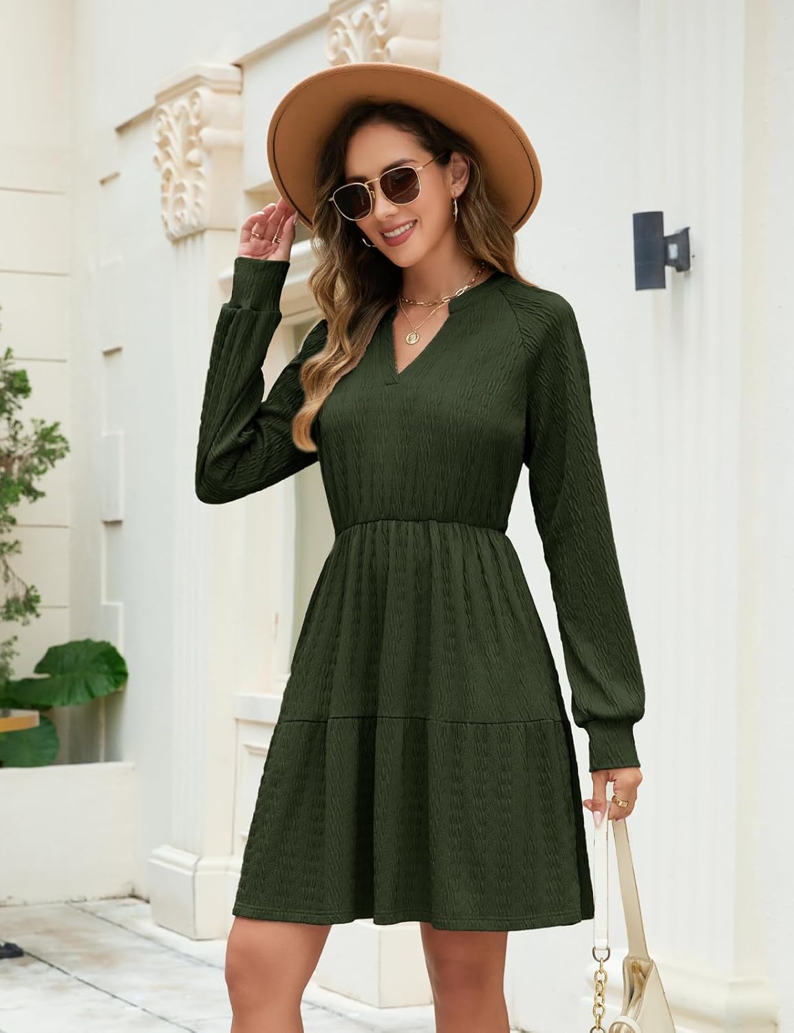 Robe Pull Femme en maille, col V, coupe fluide – Menvelo