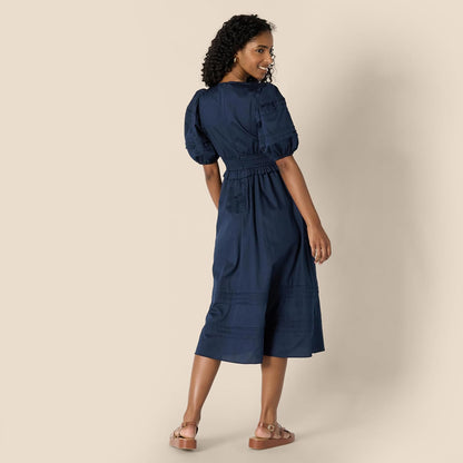 Robe Midi Femme en satin, col V, coupe confortable – Menvelo
