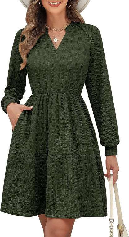 Robe Pull Femme en maille, col V, coupe fluide – Menvelo