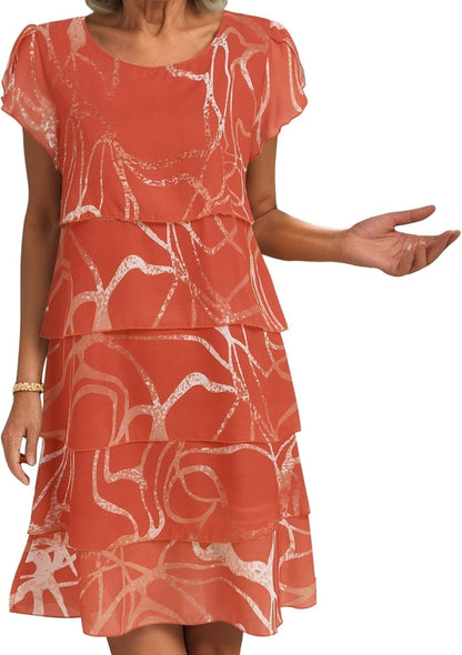 Robe Midi Femme en tissu léger, à volants, coupe fluide – Menvelo