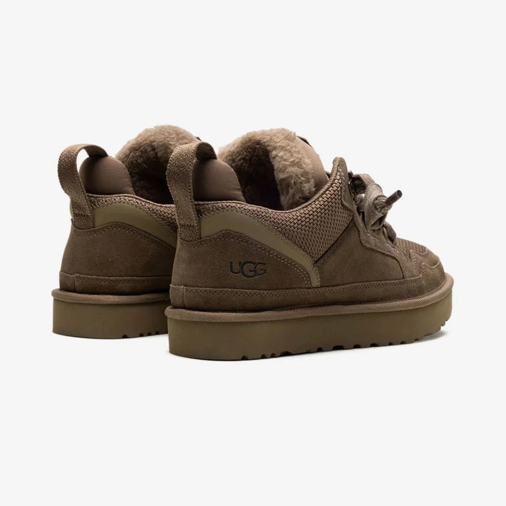 UGG Lowmel Hickory baskets femme en daim et textile recyclé marron hickory, détail semelle