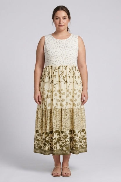 Robe Femme Longue Imprimée Fleurie – Coupe Ample Sans Manches