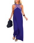 Robe Longue Femme – Encolure Halter Croisée et Silhouette Fluide
