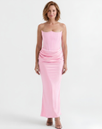 Robe Longue Femme Bustier Moulante – Fronces Structurées