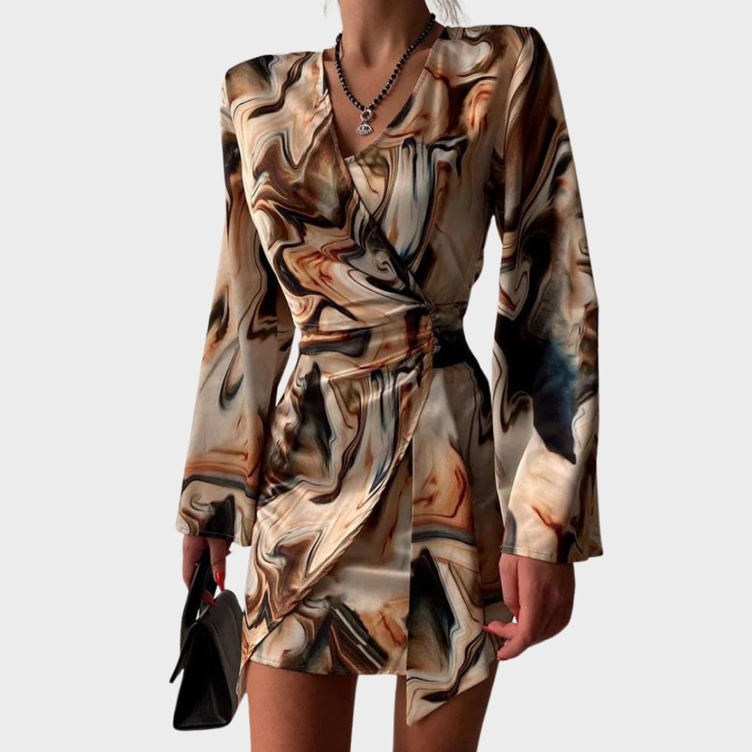 Robe Midi Femme en tissu léger, manches longues, coupe confortable – Menvelo