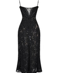 Robe longue à fines bretelles femme – coupe ajustée ourlet évasé