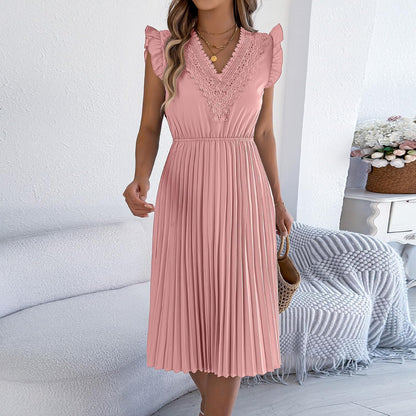 Robe Midi Femme en tissu léger, dos nu, coupe fluide – Menvelo