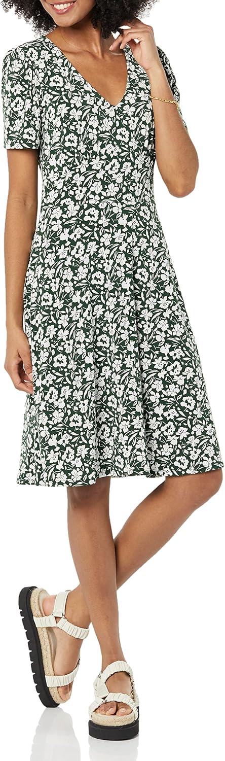 Robe Midi Femme en tissu léger, col V, coupe fluide – Menvelo