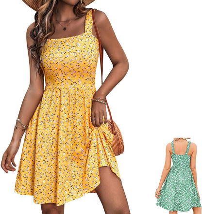 Robe Mini Femme en tissu léger, sans manches, coupe fluide – Menvelo