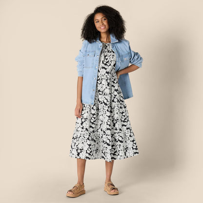 Robe Midi Femme en satin, col rond, coupe fluide – Menvelo