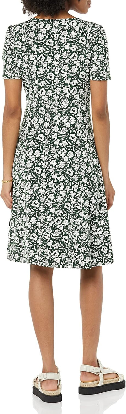 Robe Midi Femme en tissu léger, col V, coupe fluide – Menvelo