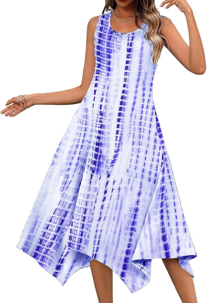 Robe Midi Femme en tissu léger, col rond, coupe fluide – Menvelo