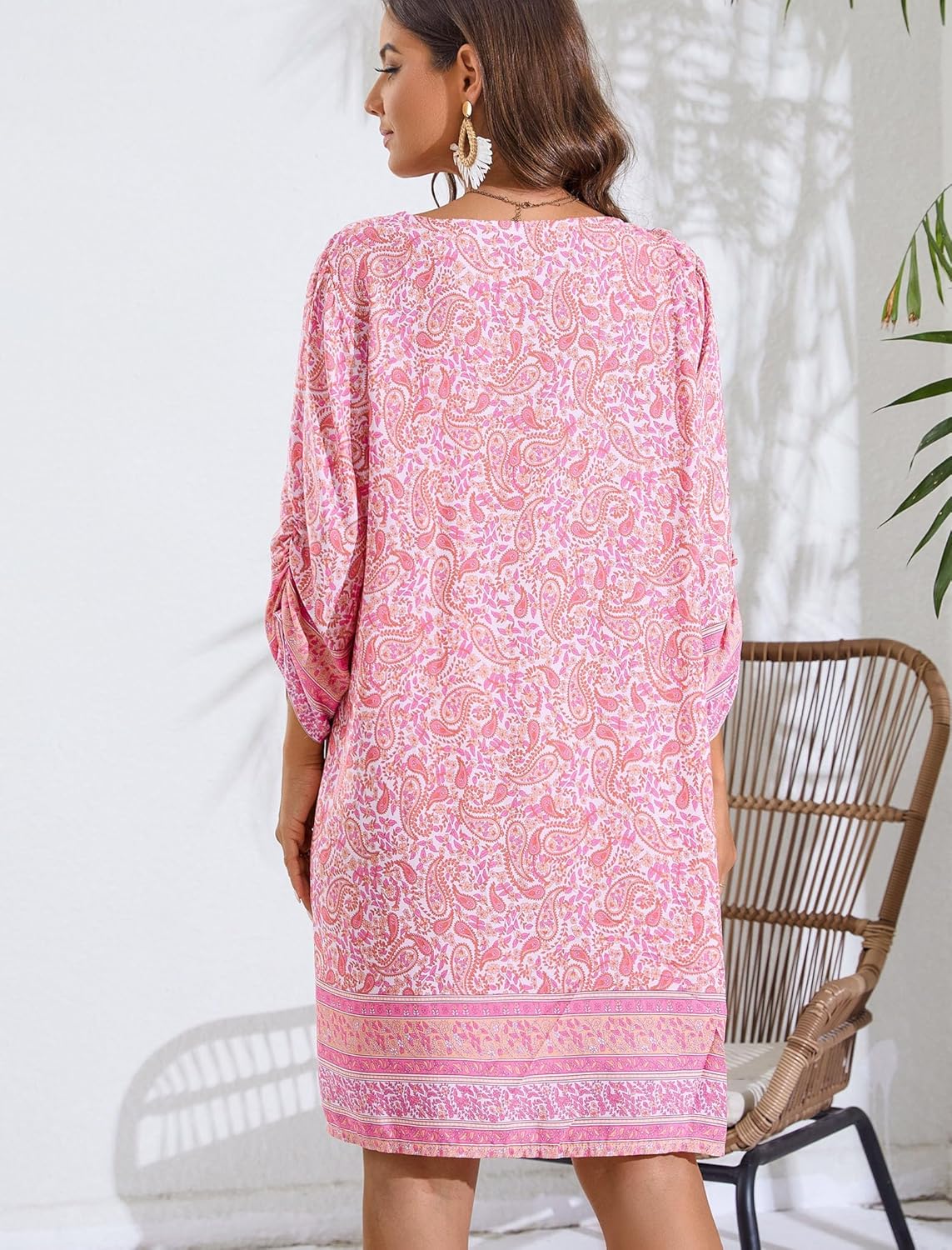 Robe Mini Femme en tissu léger, fleurie, coupe fluide – Menvelo