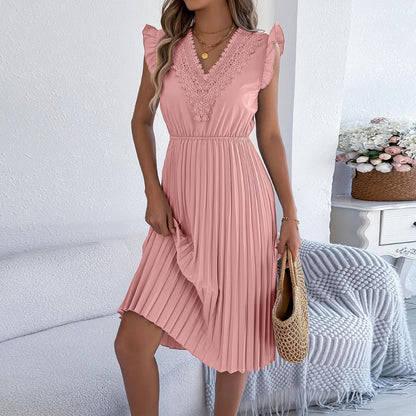 Robe Midi Femme en tissu léger, dos nu, coupe fluide – Menvelo