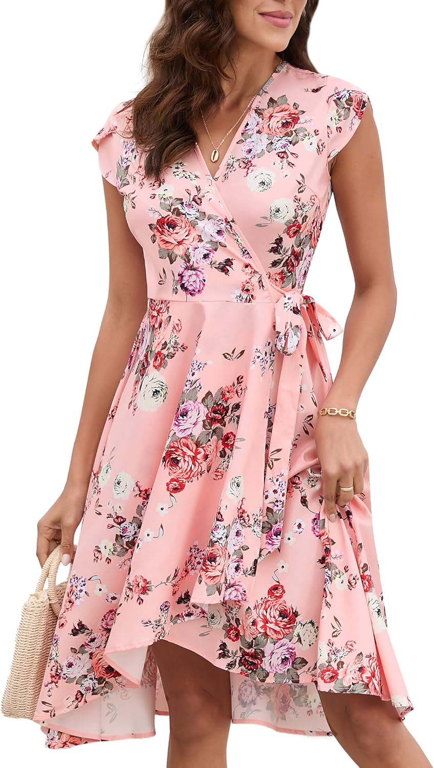 Sofia Robe Fleurie Femme – Robe Cache-Cœur Manches Pétale Été Élégante