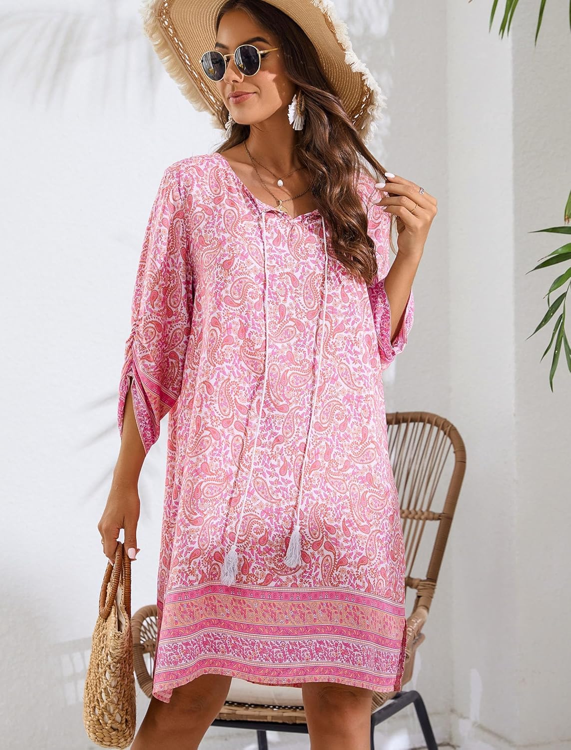 Robe Mini Femme en tissu léger, fleurie, coupe fluide – Menvelo