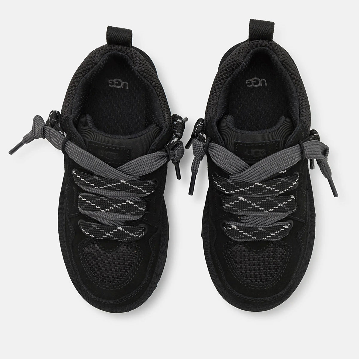 UGG Lowmel Lo Black baskets homme et femme en daim et textile recyclé noir, vue arrière