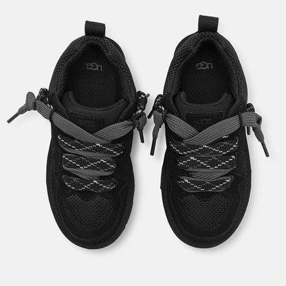 UGG Lowmel Lo Black baskets homme et femme en daim et textile recyclé noir, vue arrière